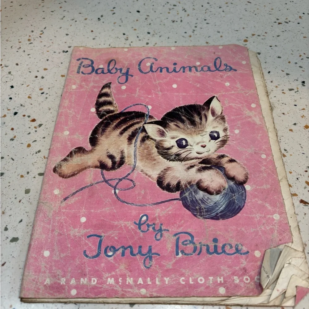 Vintage 1940s CLOTH Baby Animals Children’s Book by Tony‎ Brice
